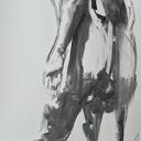 Lady 100x70 - obraz kobieta szkic z węgla na papierze