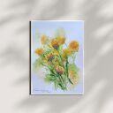 Żółte polne kwiatki - oryginalna akwarela A4 (29,7x21 cm)