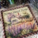 Dekoracyjny obrazek decoupage Lawenda 20x20 cm w stylu prowansalskim
