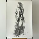 Lady 100x70 - obraz kobieta szkic z węgla na papierze