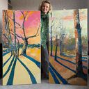 Dyptyk „Ruchome cienie” - obrazy olejne 2 x 140 x 70 cm (zestaw 2 płócien)