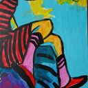 Obraz do salonu Dziewczyna z kotem 30 x 42 cm