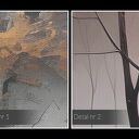 Obraz do salonu - JESIENNE DRZEWA NAD JEZIOREM NASTROJOWY PEJZAŻ - 70x50 cm (105701)