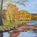 OBRAZ RĘCZNIE MALOWANY AKRYLOWY "W ODBICIU TĘCZY" - 24x30cm