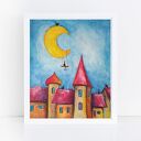 MIASTECZKO - akwarela formatu 18/24 cm
