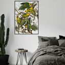 Plakat obraz Papuga w kwiatach A4 21 x 29,7 cm - artystyczna dekoracja do domu