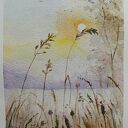 JESIENNE TRAWY-akwarela formatu A5