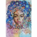 Obraz „Simone” - kobiecy portret mix media w stylu boho