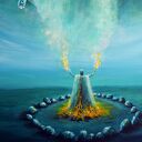 Komunia II - surrealizm w realizmie magicznym, ręcznie malowany obraz akrylowy 60x80 cm