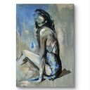 Blue Dress - kobiecy obraz 100x70 cm do salonu i sypialni