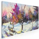 Obraz na płótnie - LAS ŚNIEG KOLORY - 120x80 cm (62602)