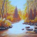 OBRAZ RĘCZNIE MALOWANY AKRYLOWY "W BARWACH BRĄZU" - 24x30cm