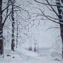 OBRAZ RĘCZNIE MALOWANY AKRYLOWY "ŚNIEŻNĄ ŚCIEŻKĄ"