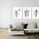 Zestaw 3 obrazów 50x70 cm wykonanych ręcznie, grafika czarno-biała, abstrakcja