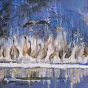 Żurawie manewry, obraz akrylowy na płótnie 70x50x2 cm