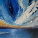 Błękit nocy - ręcznie malowany obraz akrylowy 40x40 cm