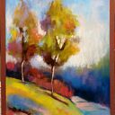 Obraz DRZEWA 24x18 cm z suchymi pastelami - ręczne dzieło