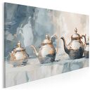 Obraz do kuchni - MARTWA NATURA CZAJNIKI METALOWE NACZYNIA - 70x50 cm (104501)
