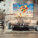 Obraz na płótnie Balony - dziewczynka w chmurach, 120x80 cm
