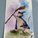Myszka czarodziejka - bajkowa ilustracja akwarelowa 10 x 15 cm