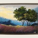 Pejzaż z drzewami 18x24 cm - obraz z pastelami suchymi