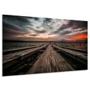 Obraz stary POMOST 2 molo widok jezioro szary czerwony salon 120x80 AleObrazy