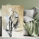 Her - obraz kobiecy 100x70 cm w beżowo-niebieskiej tonacji