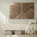 Golden pat - duży zestaw 2 obrazów na płótnie z rzeźbieniem 70x100 cm