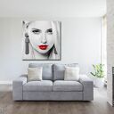 obraz XXL KOBIETA 30 - 100x100cm na płótnie czerwone usta loft