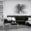Obraz na płótnie - para sylwetek czarno-biały 100x70 cm (38404)