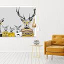 Rodzina Jeleni w Sweterkach - obraz 120x80 cm na płótnie do salonu i pokoju dziecka 