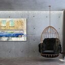 Obraz na płótnie retro auto - klasyczny samochód w stylu akwareli 120x80 cm