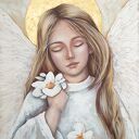 100% Ręcznie malowany Anioł na płótnie - 40x60 cm Twoja dedykacja