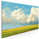 Obraz do salonu - KRAJOBRAZ WIEJSKI POLA I CHMURY PEJZAŻ - 70x50 cm (104901)