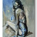 Blue Dress - kobiecy obraz 100x70 cm do salonu i sypialni