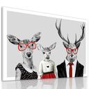 Nowoczesny obraz drukowany na płótnie - 120x80 M RODZINA JELENI Z CZERWONYMI