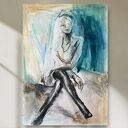 Szmaragdowa - obraz kobiecy 100x70 cm w odcieniach szmaragdu