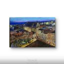 Toruń na płótnie - ręcznie malowany obraz akrylowy gotowy do zawieszenia