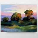 Pejzaż w pastelach suchych 18x24 cm - zielone, żółte i brązowe tony