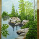 Dyptyk „Górski spokój” - ręcznie malowany pejzaż akrylowy 2x30x24 cm