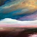 Obraz abstrakcyjny - kolorowe chmury w odcieniach pomarańczu i niebieskiego 120x80 cm
