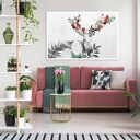 Jeleń w różanym ogrodzie - obraz na płótnie 120x80 cm do salonu i sypialni