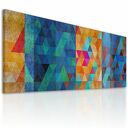 Obraz na płótnie 147x60 cm - abstrakcyjne niebieskie trójkąty, gotowy do zawieszenia