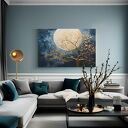 Obraz do salonu - DRZEWO KSIĘŻYC NOCNY PEJZAŻ - 70x50 cm (106301)