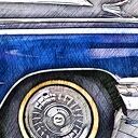 Obraz na płótnie retro auto - klasyczny samochód w stylu akwareli 120x80 cm