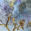 Abstrakcja Nocne Niebo Akwarela Złoto Księżyc Runy Ezoteryka 30x42