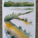 Pejzaż akwarela 25 x 15 cm - oryginalna, sygnowana praca (bez ramy)