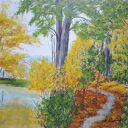 OBRAZ RĘCZNIE MALOWANY AKRYLOWY "W KOLORACH JESIENI" - 30x40cm