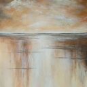 PEJZAŻ W BRĄZACH, ZŁOCIE I POMARAŃCZACH -obraz akrylowy 70/60 cm