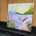 Nastrojowy pejzaż „Prowansalski Poranek” - obraz akrylowy 20x20 cm na płótnie